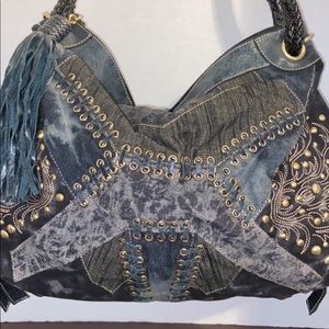 Sharif black/gray denim like handbag